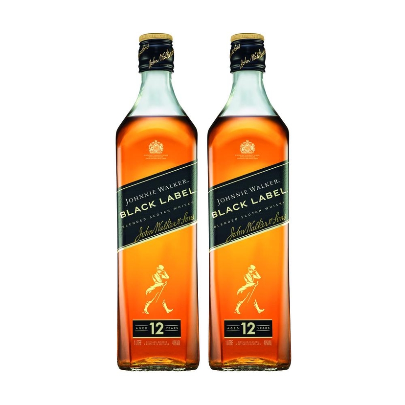 Ensemble-cadeau Whisky écossais Johnnie Walker Black avec verres