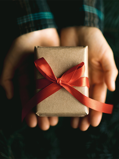 Hands showing a gift