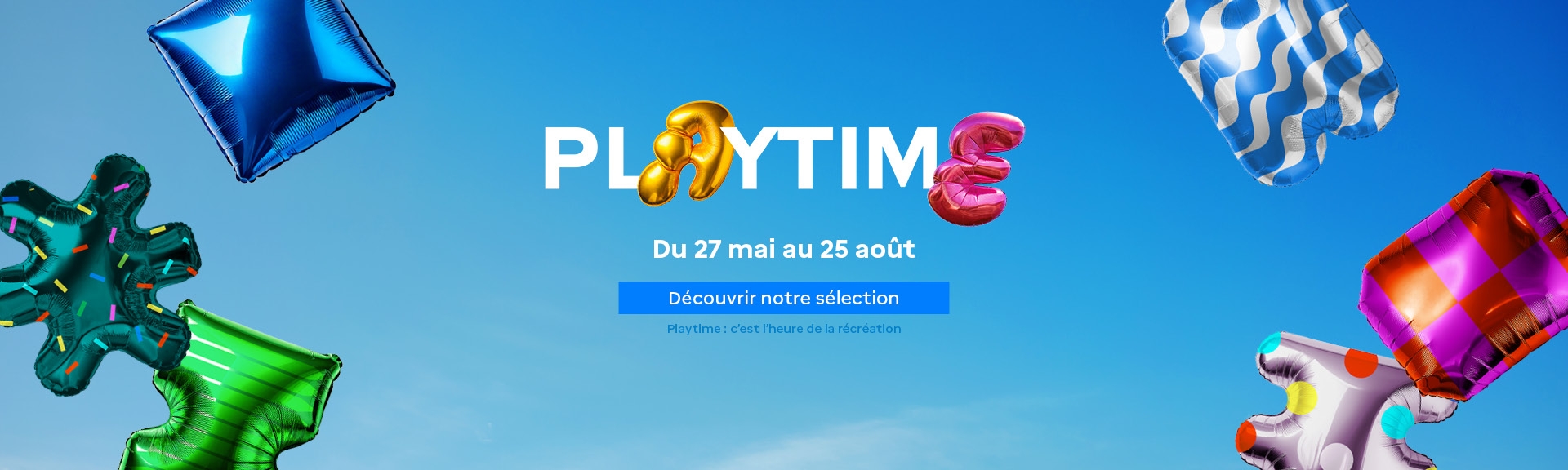 Texte playtime avec ballons de couleur
