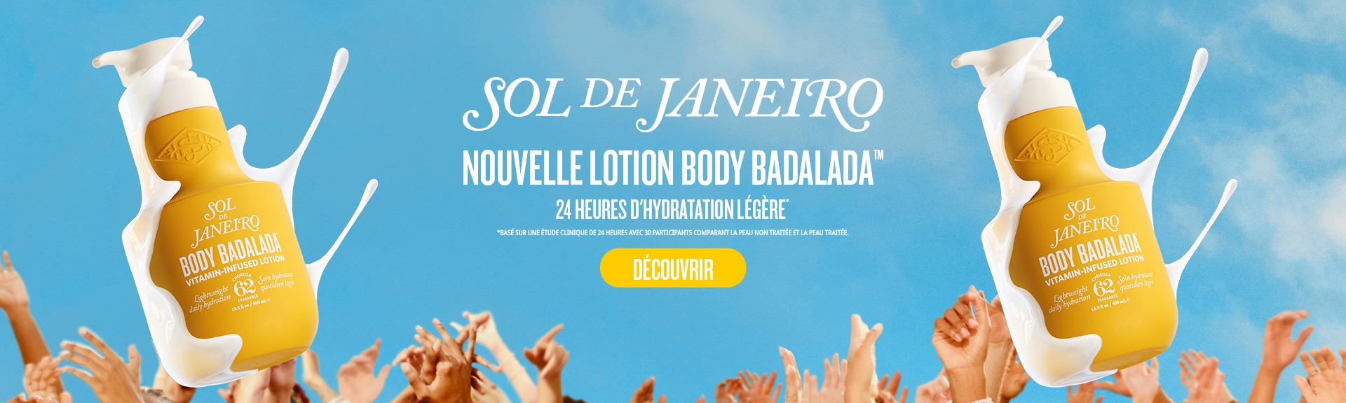 Sol de Janeiro - Nouvelle lotion body Badalada - 24H d'hydratation légère * basé sur une étude clinique de 24heures avec 30 participants comparants la peau non traitée et la peau traitée