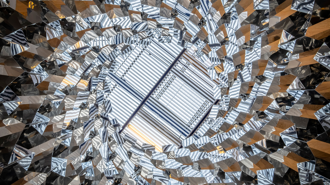 Vertigo by artist Arnaud Lapierre, in the centre of Departures 3, Orly 3, Paris-Orly