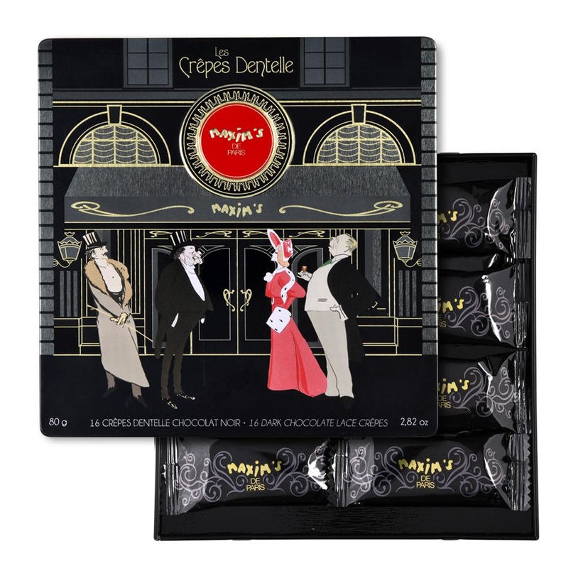 Tin of 16 lace crepes Dark chocolate