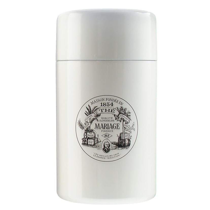Empty Tea Canister White And Lacquered 200g