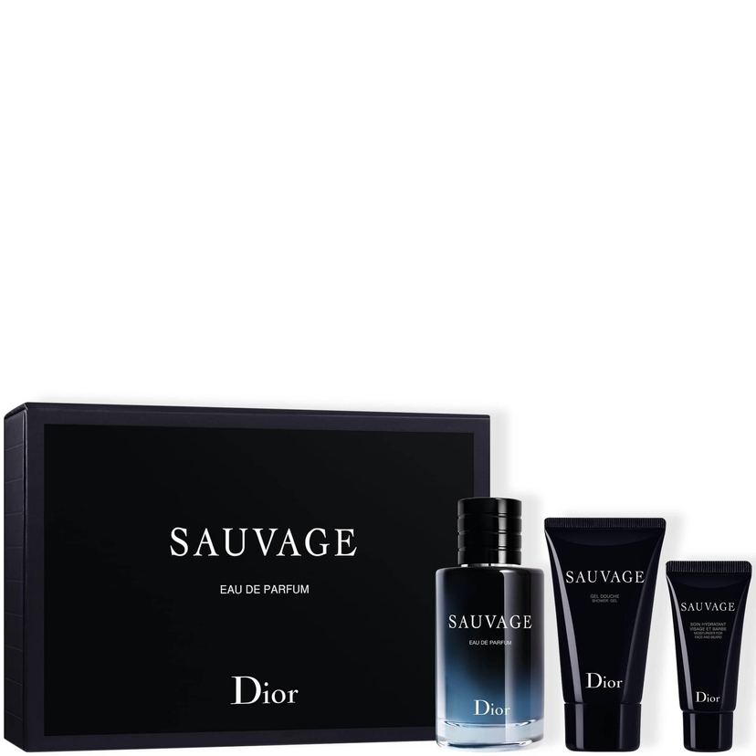 Sauvage Fragrance Set - Eau de Parfum, Scented Shower Gel and Face and Beard Moisturizer