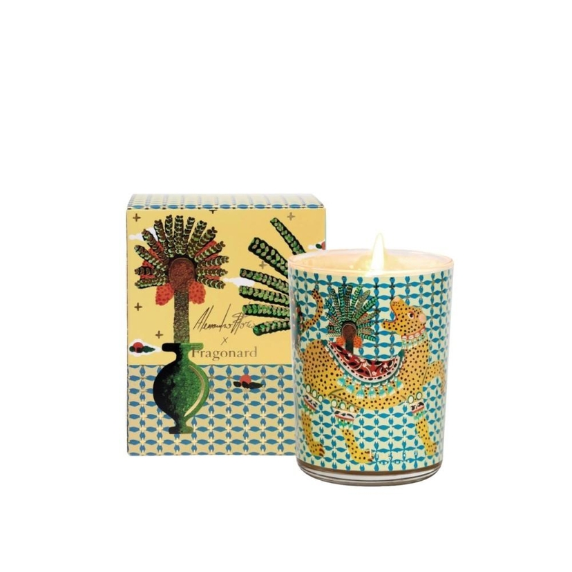 Candle with case - Decorated glass pot