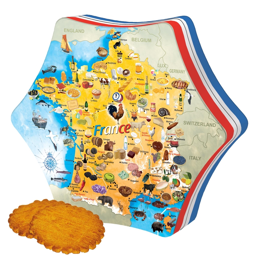 LargeFrance Map With Butter Biscuits