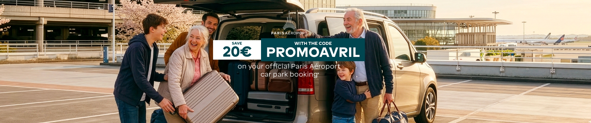 Save 20€ with the code PROMOAVRIL on your official Paris Aéroport car park booking*
